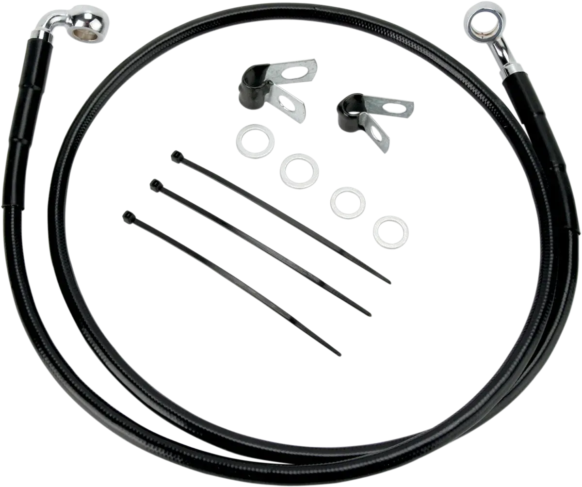 DRAG SPECIALTIES Brake Line - Front - Black - Fits +2" - FXDL '01-'05