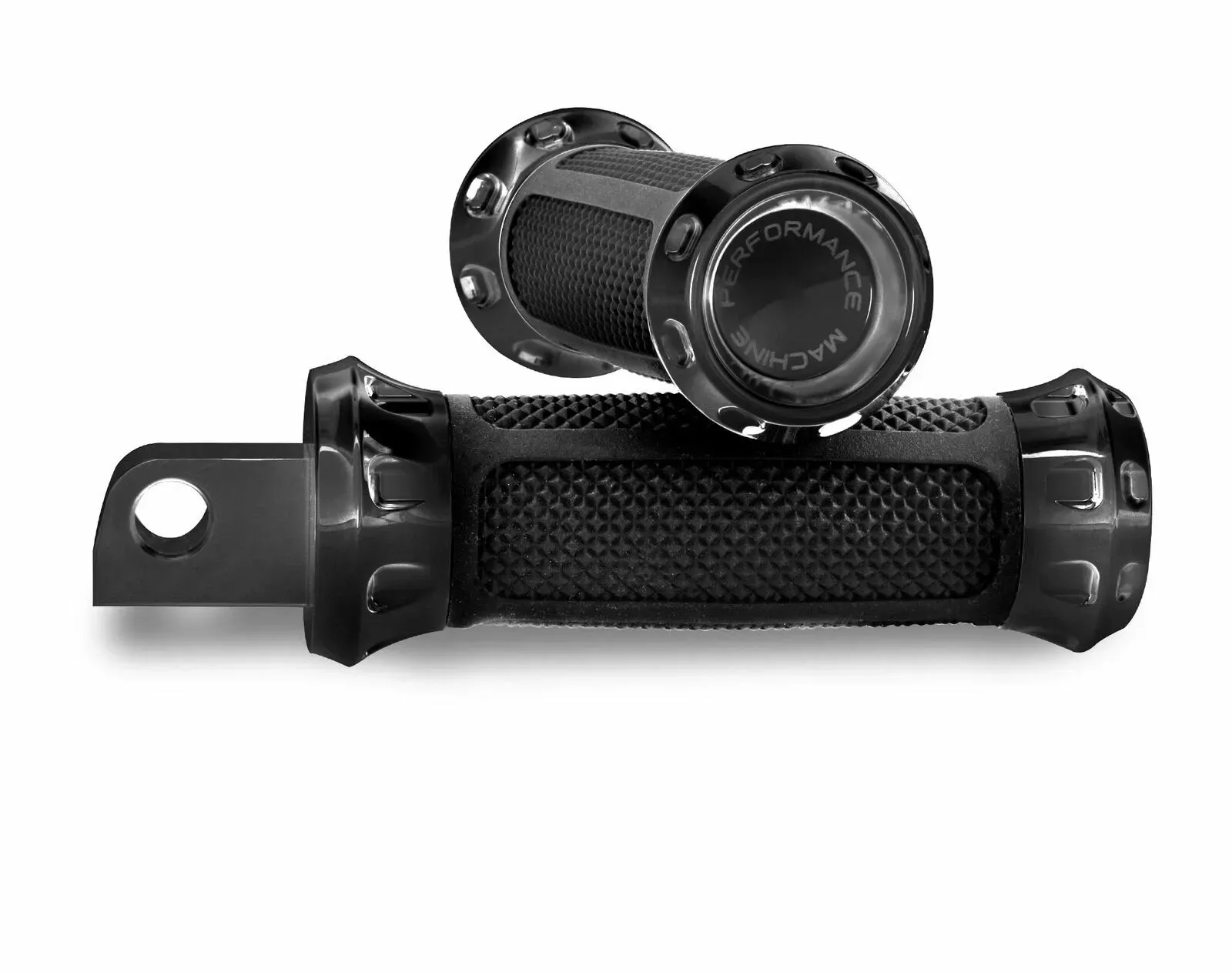 Performance Machine PM Overdrive Male Mount Foot Pegs for Harley Pair Black