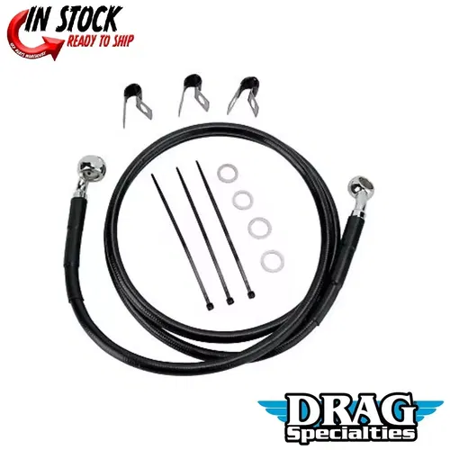Drag Specialties 1741-2540 +4" Extended Length Black Vinyl Front Brake Line Kit