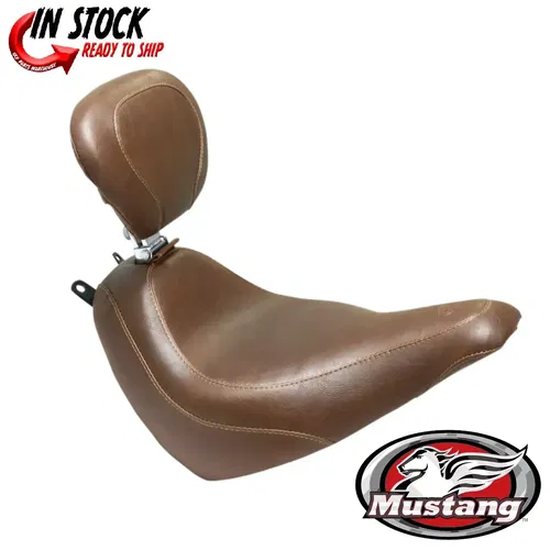Mustang Brown Front Driver Wide Tripper Solo Seat Backrest Harley Heritage 18-20