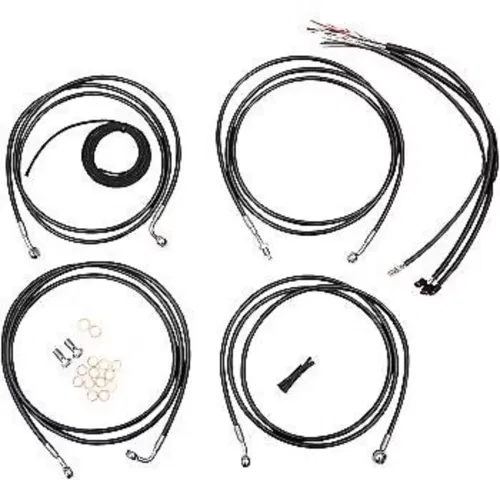 LA CHOPPERS LA-8052KT2-16B Black Vinyl Braided Handlebar Cable/Brake Line Kit