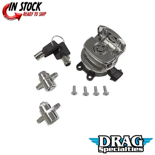Drag Specialties Chrome Side Hinge Ignition Switch w Saddlebag Lock 14-22 FLHR