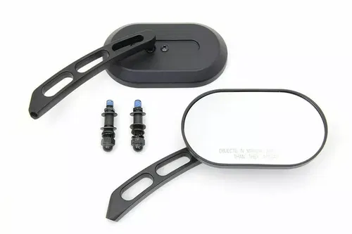 Oblong Mirror Set Black Billet for Harley Davidson by V-Twin