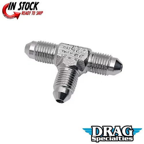 DRAG SPECIALTIES DS098298 Chrome Steel Brake Line #3 Male Fitting- Tee Adapter