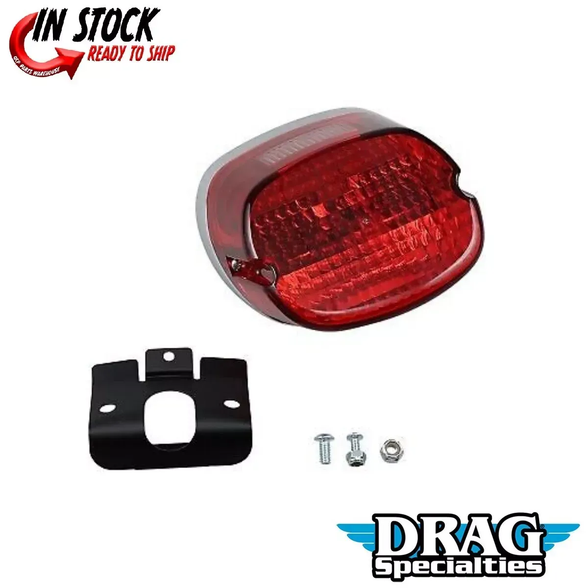 Drag Specialties DS-272198 Red Laydown Taillight Assembly for Top Tag Harley