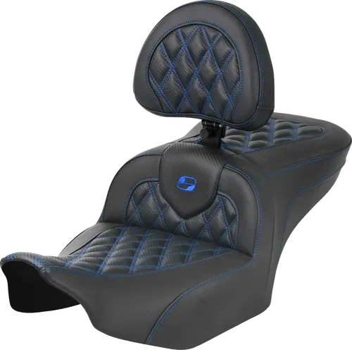 SADDLEMEN RoadSofa* Fits Seat - With Backrest - Carbon Fiber - Lattice Stitch -