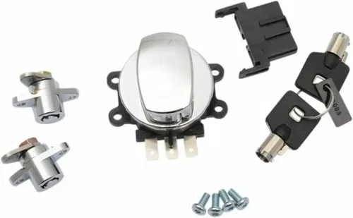 Chrome Ignition Switch w/ Side Hinge & Saddlebag Locks for Harley Road King