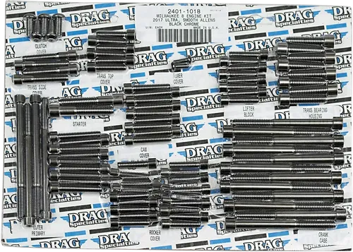 DRAG SPECIALTIES Bolt Kit - Engine - Smooth/Socket-Head - Black/Chrome - Fits M8