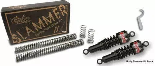 Burly Black Front Rear Lowering Slammer Kit Harley 06-16 Dyna excl FXDWG FLD