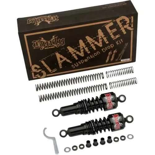 Burly Black Front Rear Lowering Slammer Kit Harley 06-16 Dyna excl FXDWG FLD