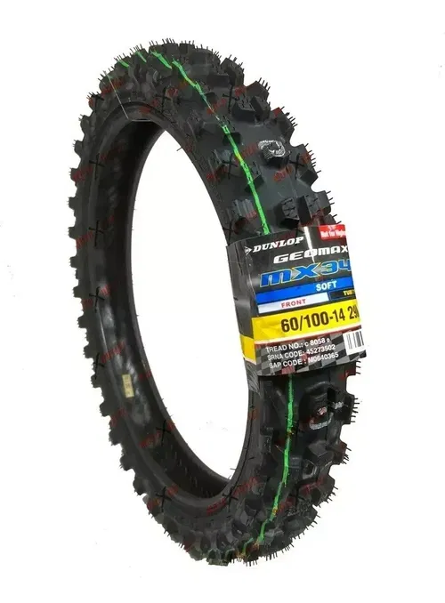 Dunlop 60/100-14 80/100-12 Tire Set MX34 Front Rear CRF110 KLX110 TTR110