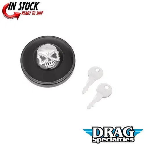 DRAG SPECIALTIES Black Screw-In Locking Skull Gas Cap for 96-23 Harley 0703-0690