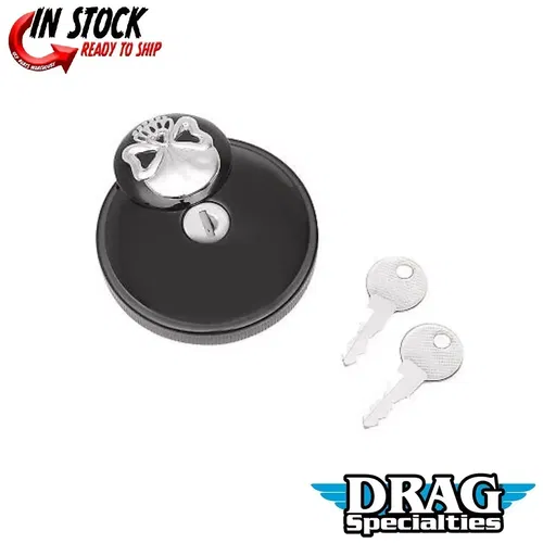 DRAG SPECIALTIES Black Screw-In Locking Skull Gas Cap for 96-23 Harley 0703-0690