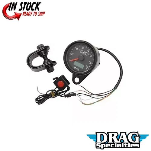 Drag Specialties 2210-0257 Matte Black Programmable Mini Electronic Speedometer
