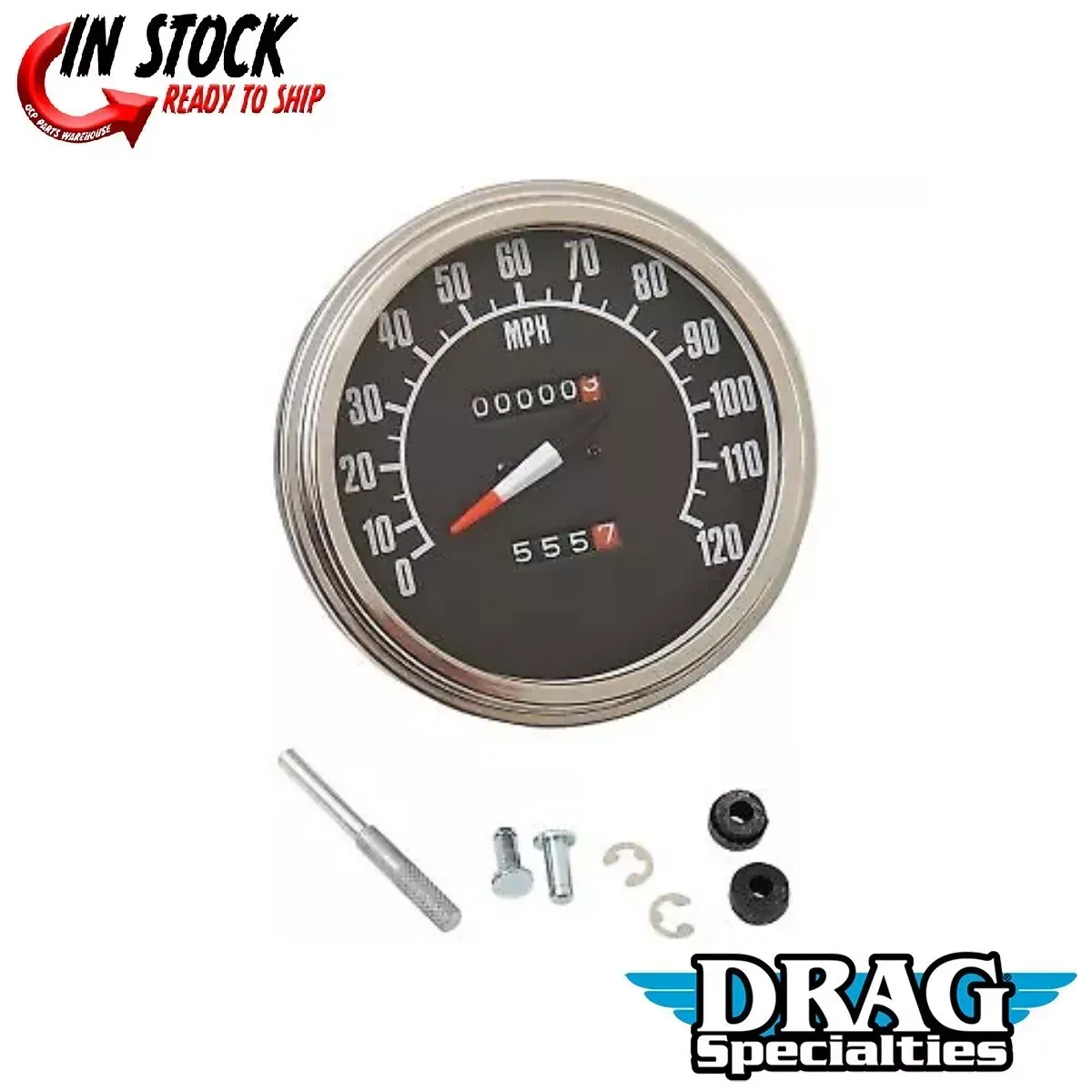 Drag Specialties DS-243861 5" '68-'84 Black Face FL-Style 1:1 Speedometer