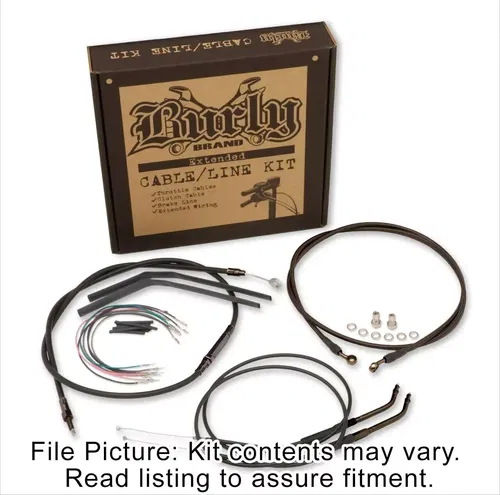 Burly Black Vinyl Extended Cable Kit for 18" Handlebars Harley FXST 07-10