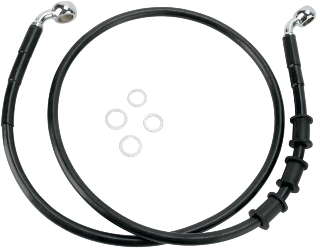 DRAG SPECIALTIES Brake Line - Front - Black - +4" 680219-4BLK