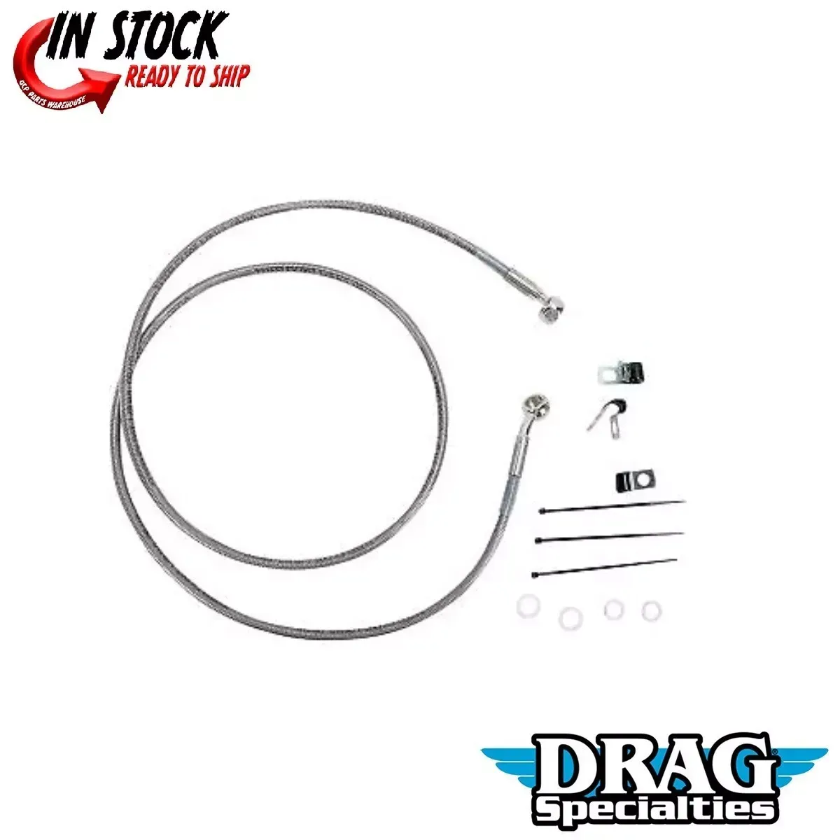 Drag Specialties 1741-2652 Extended Length Stainless Steel Front Brake Line Kit