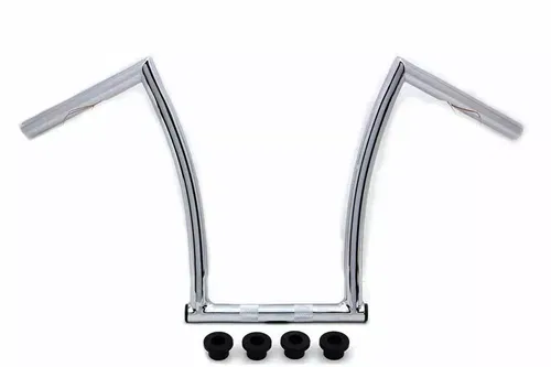 15" Chrome ChiZeled Z-Bar Handlebar with Indents for Harley Davidson by V-Twin