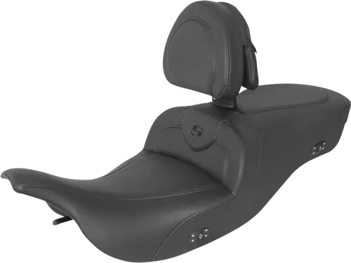 SADDLEMEN Heated RoadSofa* Fits Seat - With Backrest - Black W/Black Stitching