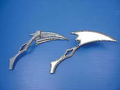 Crescent Mirror Set with Billet Twisted Stems for Harley Davidson by V-Twin