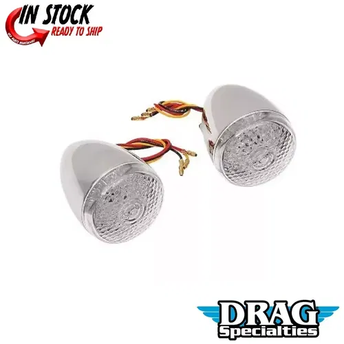 Drag Specialites Chrome Clear Lens LED Deuce-Style DOT Front Turn Signal Kit