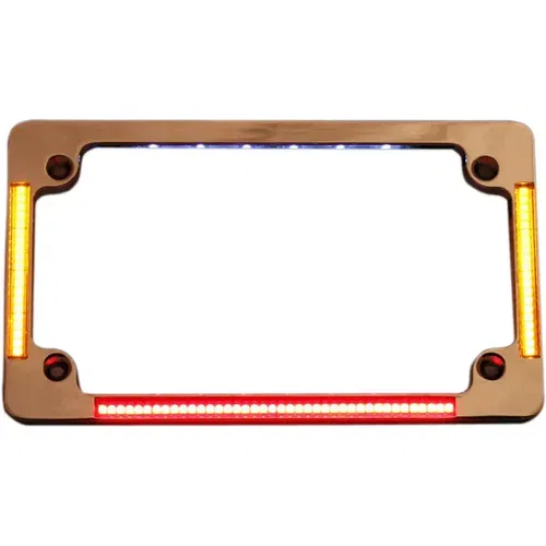 Custom Dynamics Chrome Flat Run Brake Turn License Plate Frame w/ LED's Harley