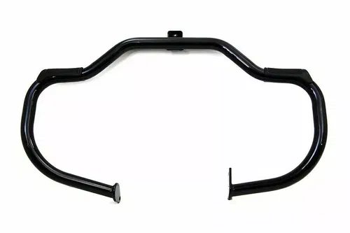 Black Front Engine Bar with Footpeg Pads for Harley Davidson by V-Twin