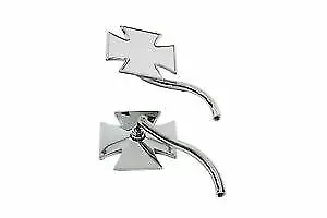 Maltese Mirror Set with Round Curved Stems for Harley Davidson by V-Twin