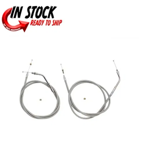 Stainless Steel Throttle and Idle Cable Set for Harley Davidson by V-Twin