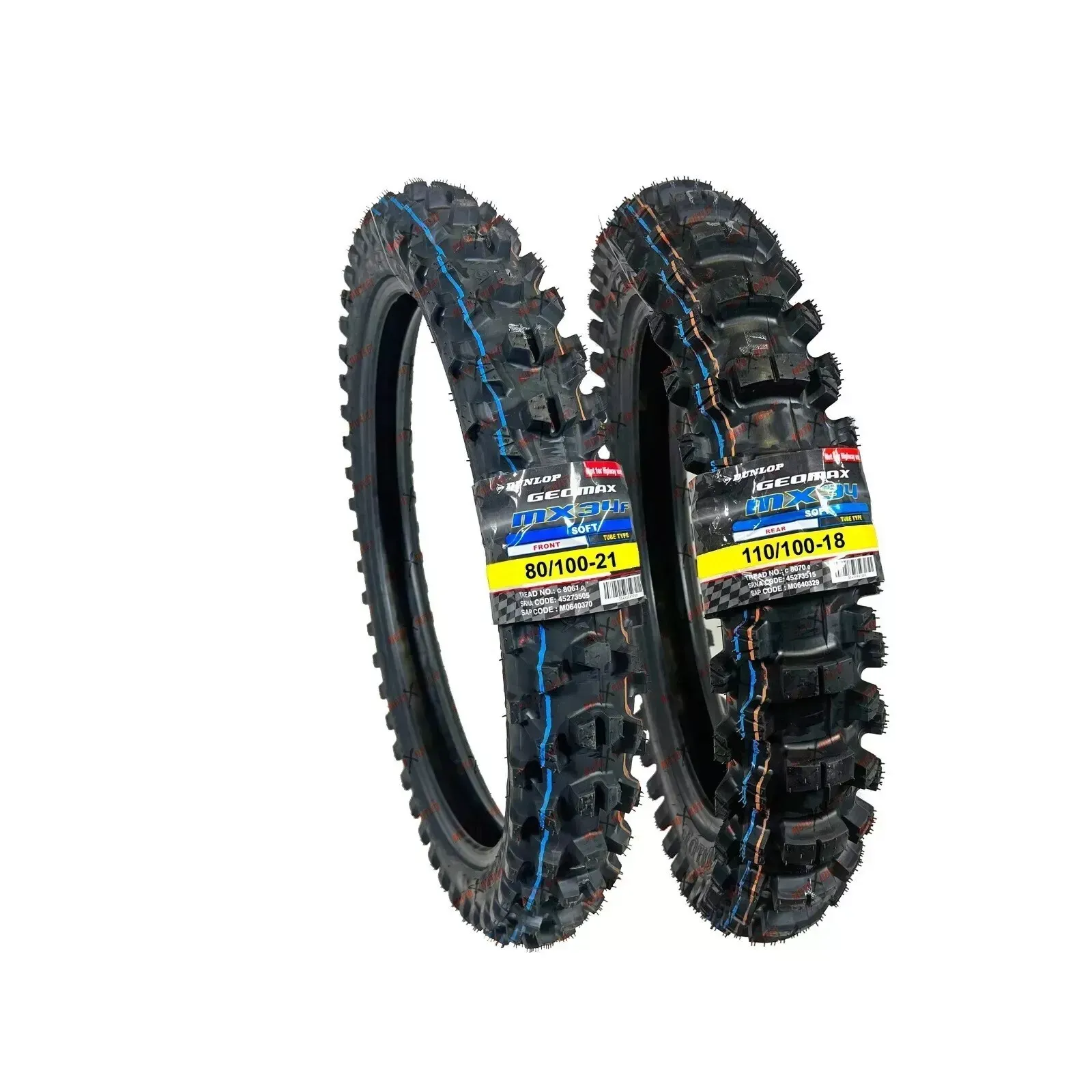 Dunlop MX34 110/100-18 80/100-21 Front Rear Tire Set  MX 34 STARK ENDURO MODEL
