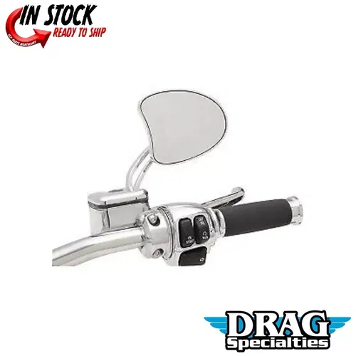 Drag Specialties 0640-1097 Chrome Tapered Mirrors with Short Slotted Stem