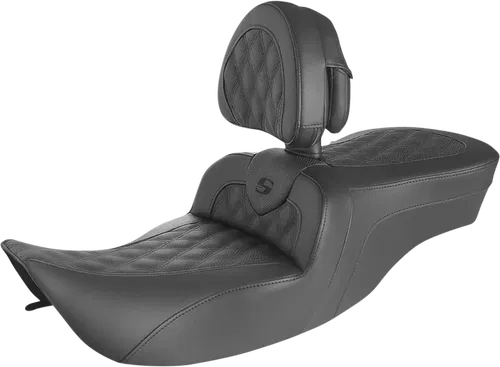 SADDLEMEN Roadsofa* Fits Seat - Full Lattice Stitch - With Backrest - FLH