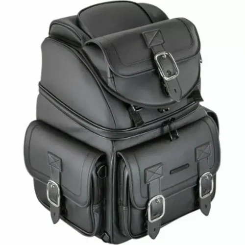 SADDLEMEN BR3400D BLACK VINYL SISSY BAR BAG SADDLEBAR HARLEY TOURING MOTORCYCLE