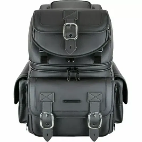 SADDLEMEN BR3400D BLACK VINYL SISSY BAR BAG SADDLEBAR HARLEY TOURING MOTORCYCLE