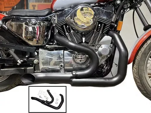 Wyatt Gatling 2 into 1 Exhaust Header Set Black fits Harley Davidson 29-0933
