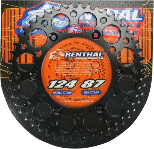 RENTHAL Rear Sprocket - Aluminum - Fits 48 Tooth - Black - Gas
