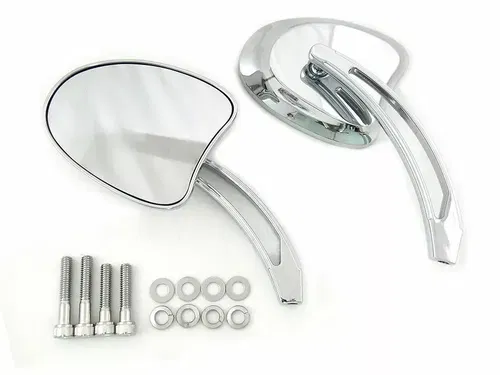 Mini Tapered Mirror Set with Long Slotted Stem for Harley Davidson by V-Twin