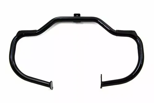 Black Front Engine Bar with Footpeg Pads for Harley Davidson by V-Twin
