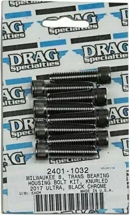 Black Chrome Transmission Bearing Housing Knurled Bolt Kit f Harley M8 17-19 All