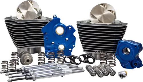 S&amp;S CYCLE Fits 124" Power Package - Chain Drive - Highlighted Fins - Chrome