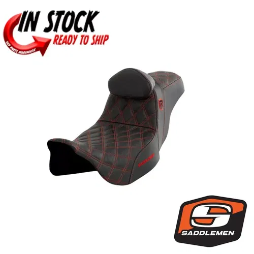 SADDLEMEN PRO SERIES SDC PERFORMANCE GRIP SEAT RED 2008-2024 HARLEY TOURING