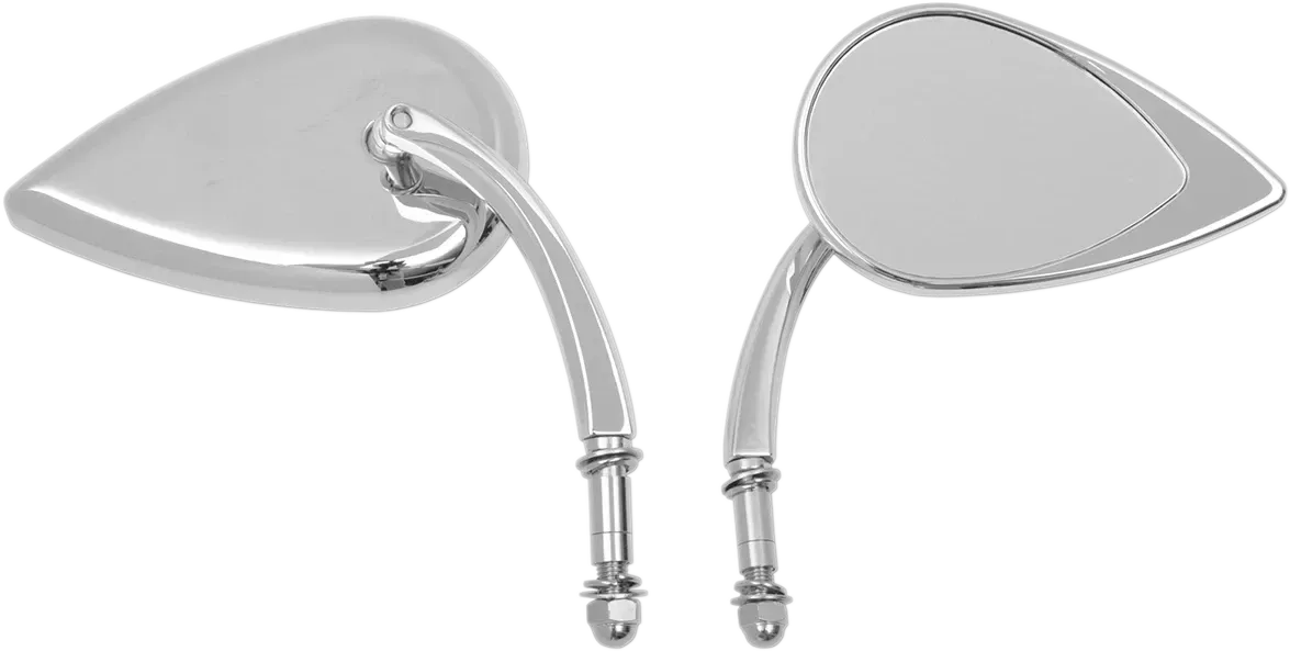 DRAG SPECIALTIES Mirror - Side Fits View - Teardrop - Chrome - Curved/Short Stem