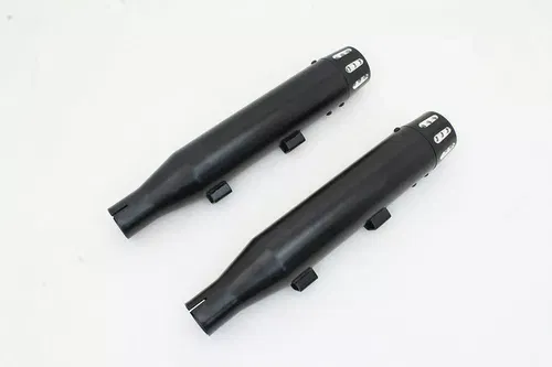 Black Tapered Revolver Tip Muffler Set Black for Harley Davidson by V-Twin