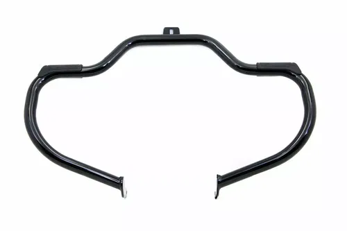 Black Front Engine Bar with Footpeg Pads for Harley Davidson by V-Twin