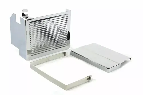 Chrome Ribbed Battery Cover Kit for Harley Davidson by V-Twin