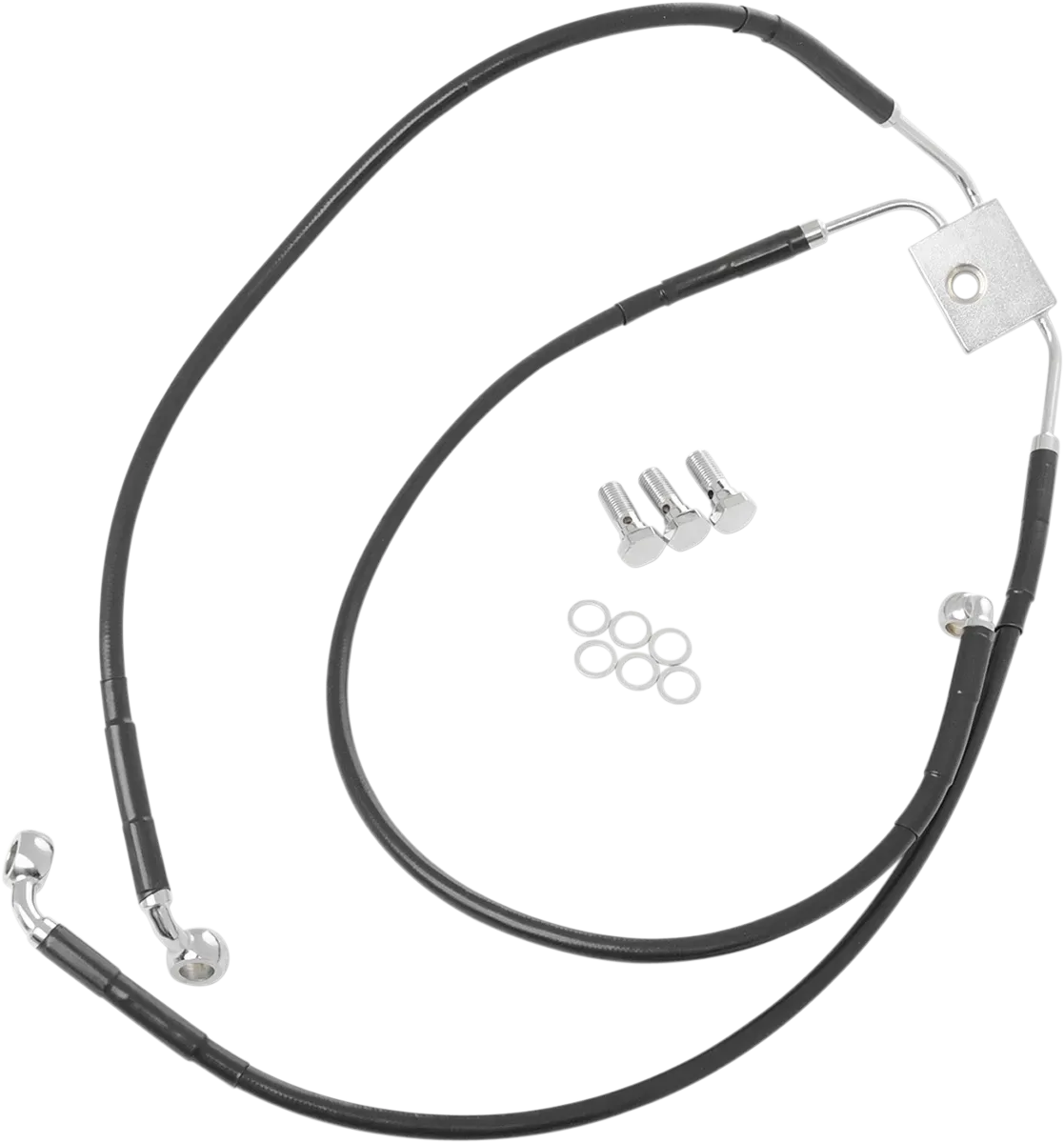 DRAG SPECIALTIES Brake Line - Front - Black - Fits +6" - FXDF '12-'17