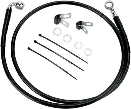DRAG SPECIALTIES Brake Line - Front - Black - Fits +2" - FXDL '01-'05