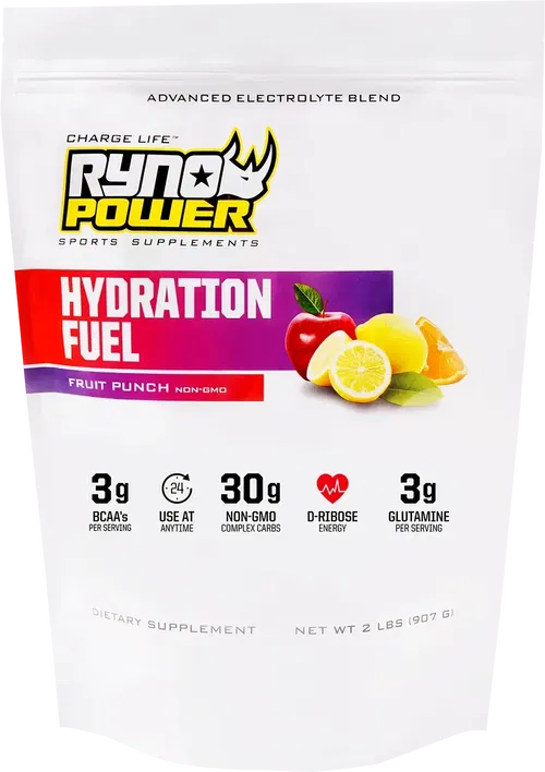 RYNO POWER Hydration Fuel Drink Mix - Fruit Punch - Fits 2 Lb - 20 Servings