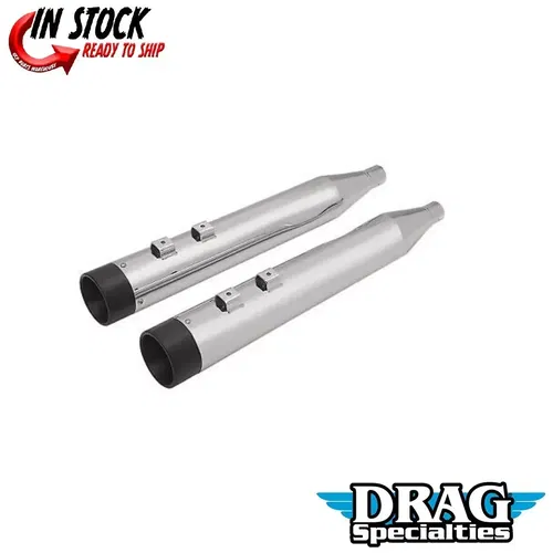 Drag Specialties Chrome 4" Slip-On Mufflers w/ Black End Cap for Touring 95-16